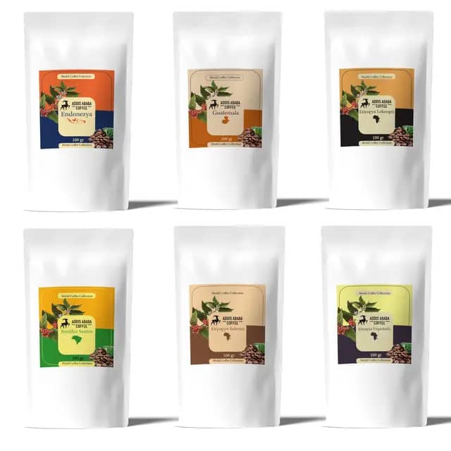 6'lı Dünya Kahveleri Seti 600gr (6x100gr) Kavrulmuş Çekirdek