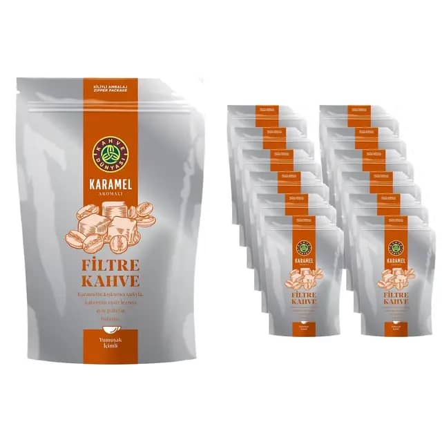 Kahve Dünyası Karamel Aromalı Öğütülmüş Filtre Kahve 3 kg (12 x 250 g) Koli