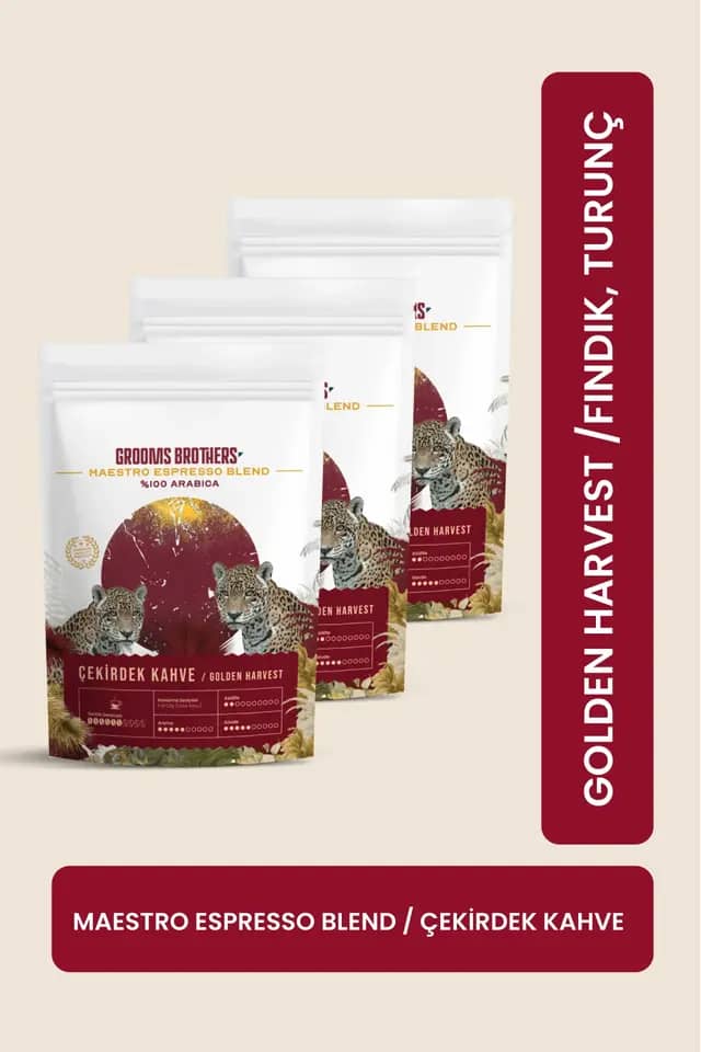 Premium Çekirdek Kahve Espresso Blend %100 Arabica Özel Kavrulmuş Golden Harvest Orta İçim 3x250 GR